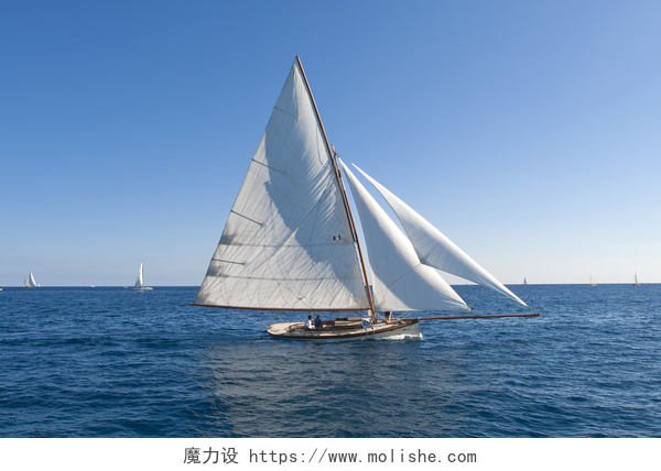 在海上航行的帆船古帆船在沛纳海经典 yac 帆船赛期间